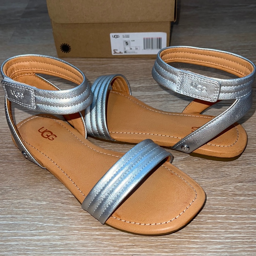 AUTH NIB UGG ETHENA SANDAL SILVER US 5